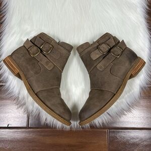 NEW Born Womens Size 6 M / 36 - 37 Brown Leather Moraga Buckle Ankle Bootie Boot